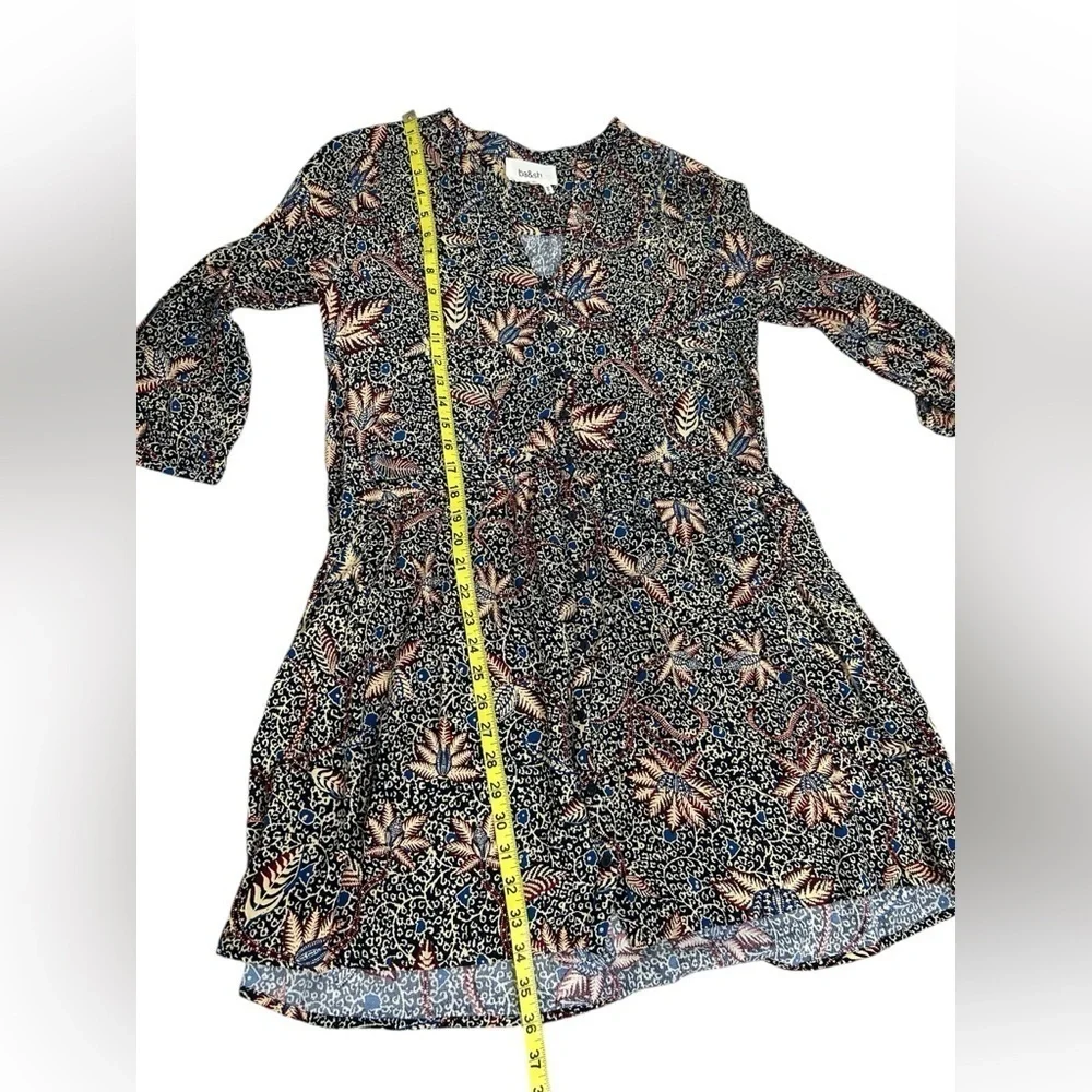 Ba&Sh Long Sleeve Multi Color Floral Mini Shirt Dress Size Medium